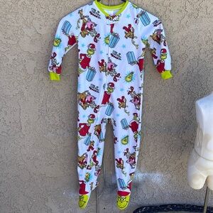 The Grinch Ugly Christmas Footed Pajamas Holiday Sleeper Sz 4T